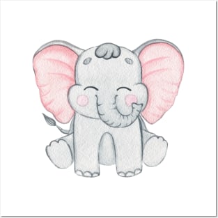 Cute baby elephant Posters and Art